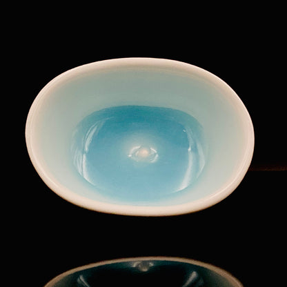 Metropolitan Museum of Art Collection Artist, Japan Ceramic Art Exhibition Grand Prix Winner: Shigekazu Nagae - "Form of Kanoe-Tora" Celadon Glazed Porcelain Covered Sake Vessel, Japanese Shot Glass, Made in 2009 #389