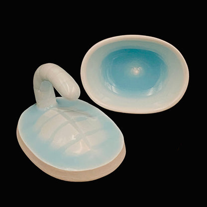 Metropolitan Museum of Art Collection Artist, Japan Ceramic Art Exhibition Grand Prix Winner: Shigekazu Nagae - "Form of Kanoe-Tora" Celadon Glazed Porcelain Covered Sake Vessel, Japanese Shot Glass, Made in 2009 #389