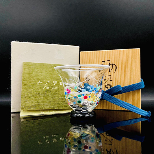 石井 康治 作 手吹き硝子 白硝子 海月 クラゲ #97