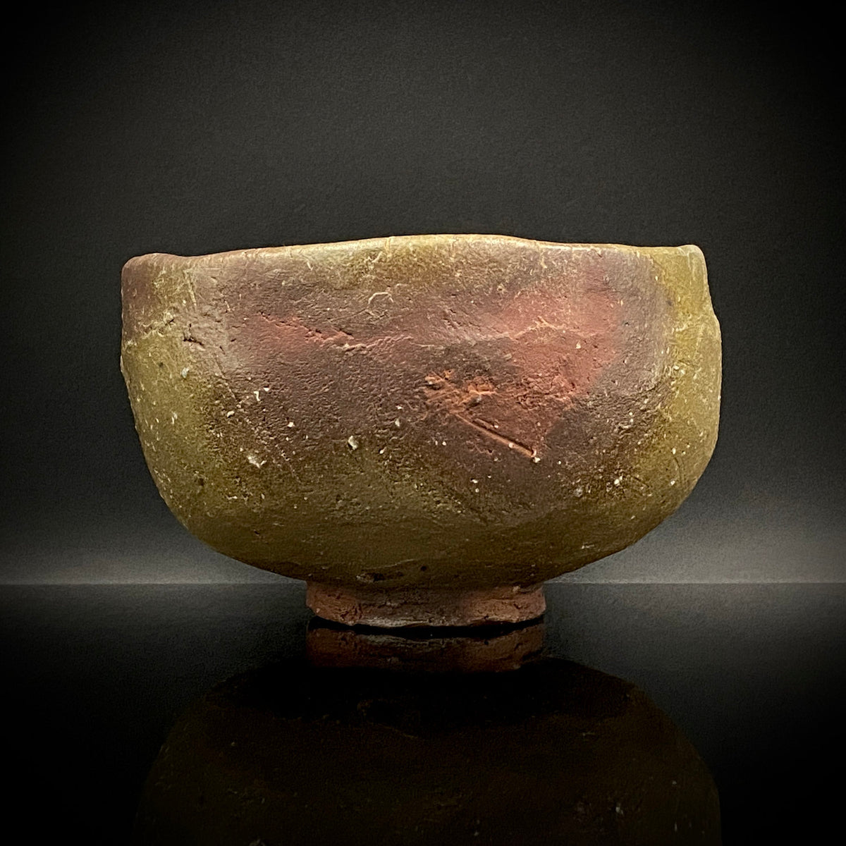Member of Japan Kogei Association, Taizo Ishino, Anagama Fired Bizen Tea Bowl, Japanese-Style Rocks Glass, Accompanied by Brochure with Essay by Akutagawa Prize-Winning Author Tetsuro Miura #446