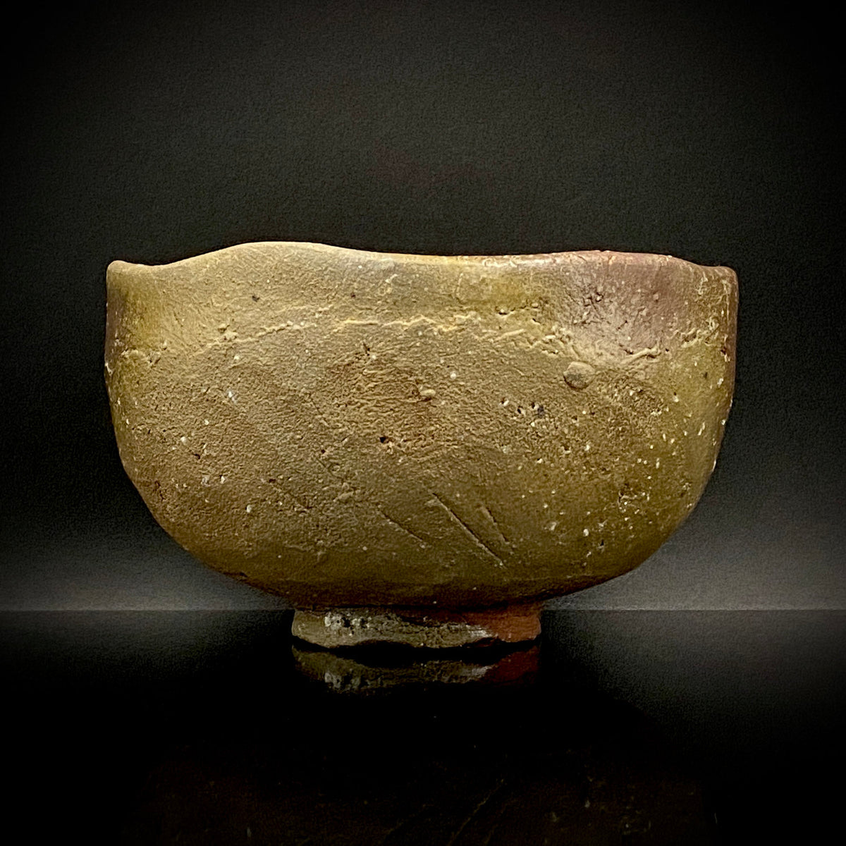 Member of Japan Kogei Association, Taizo Ishino, Anagama Fired Bizen Tea Bowl, Japanese-Style Rocks Glass, Accompanied by Brochure with Essay by Akutagawa Prize-Winning Author Tetsuro Miura #446