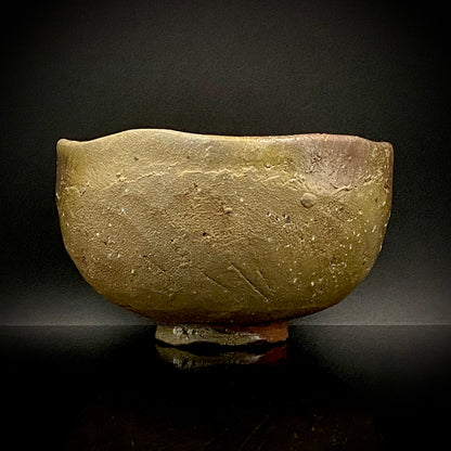 Member of Japan Kogei Association, Taizo Ishino, Anagama Fired Bizen Tea Bowl, Japanese-Style Rocks Glass, Accompanied by Brochure with Essay by Akutagawa Prize-Winning Author Tetsuro Miura #446