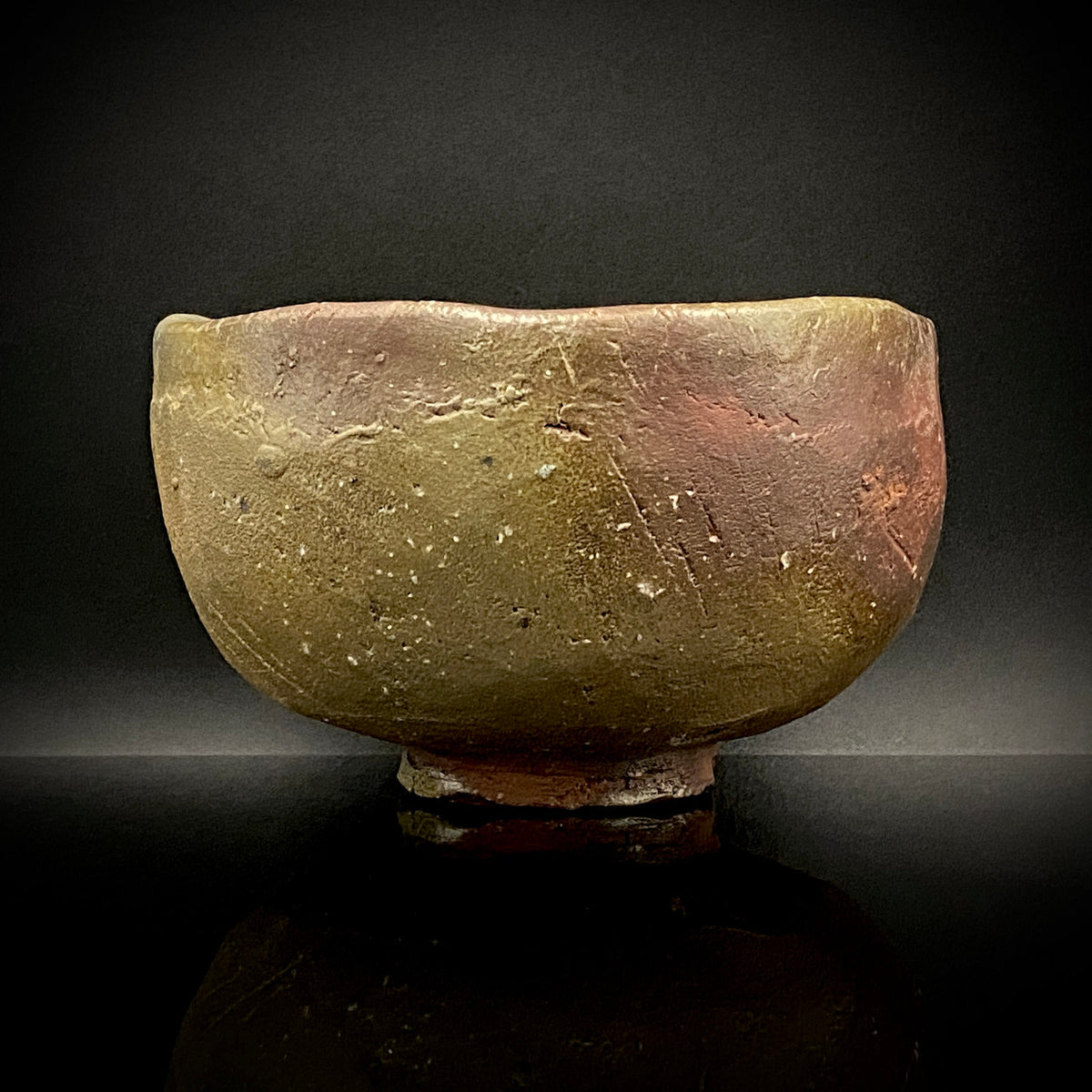 Member of Japan Kogei Association, Taizo Ishino, Anagama Fired Bizen Tea Bowl, Japanese-Style Rocks Glass, Accompanied by Brochure with Essay by Akutagawa Prize-Winning Author Tetsuro Miura #446