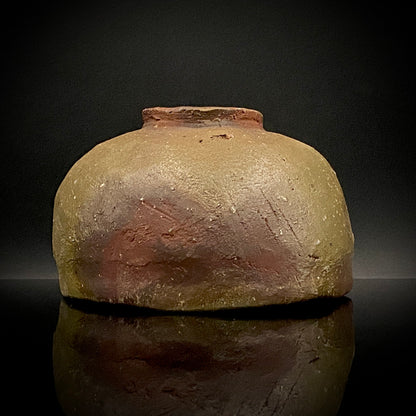 Member of Japan Kogei Association, Taizo Ishino, Anagama Fired Bizen Tea Bowl, Japanese-Style Rocks Glass, Accompanied by Brochure with Essay by Akutagawa Prize-Winning Author Tetsuro Miura #446