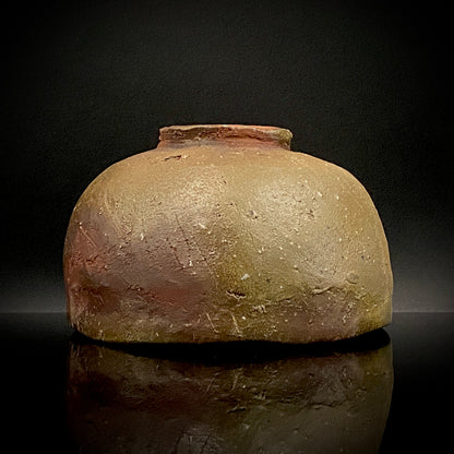 Member of Japan Kogei Association, Taizo Ishino, Anagama Fired Bizen Tea Bowl, Japanese-Style Rocks Glass, Accompanied by Brochure with Essay by Akutagawa Prize-Winning Author Tetsuro Miura #446