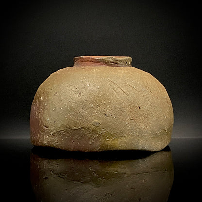 Member of Japan Kogei Association, Taizo Ishino, Anagama Fired Bizen Tea Bowl, Japanese-Style Rocks Glass, Accompanied by Brochure with Essay by Akutagawa Prize-Winning Author Tetsuro Miura #446