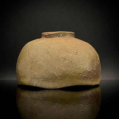 Member of Japan Kogei Association, Taizo Ishino, Anagama Fired Bizen Tea Bowl, Japanese-Style Rocks Glass, Accompanied by Brochure with Essay by Akutagawa Prize-Winning Author Tetsuro Miura #446