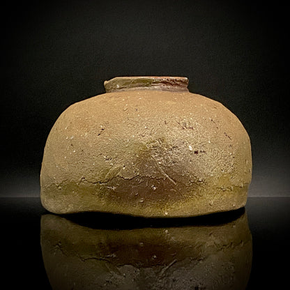 Member of Japan Kogei Association, Taizo Ishino, Anagama Fired Bizen Tea Bowl, Japanese-Style Rocks Glass, Accompanied by Brochure with Essay by Akutagawa Prize-Winning Author Tetsuro Miura #446