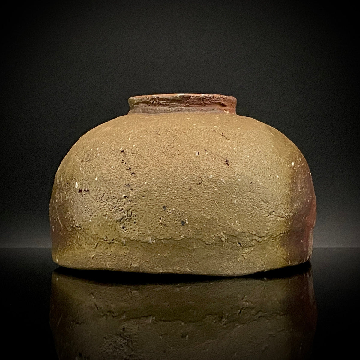 Member of Japan Kogei Association, Taizo Ishino, Anagama Fired Bizen Tea Bowl, Japanese-Style Rocks Glass, Accompanied by Brochure with Essay by Akutagawa Prize-Winning Author Tetsuro Miura #446
