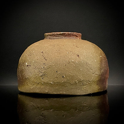 Member of Japan Kogei Association, Taizo Ishino, Anagama Fired Bizen Tea Bowl, Japanese-Style Rocks Glass, Accompanied by Brochure with Essay by Akutagawa Prize-Winning Author Tetsuro Miura #446
