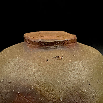 Member of Japan Kogei Association, Taizo Ishino, Anagama Fired Bizen Tea Bowl, Japanese-Style Rocks Glass, Accompanied by Brochure with Essay by Akutagawa Prize-Winning Author Tetsuro Miura #446