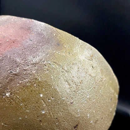 Member of Japan Kogei Association, Taizo Ishino, Anagama Fired Bizen Tea Bowl, Japanese-Style Rocks Glass, Accompanied by Brochure with Essay by Akutagawa Prize-Winning Author Tetsuro Miura #446
