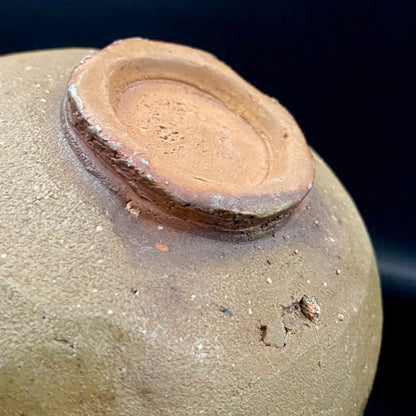 Member of Japan Kogei Association, Taizo Ishino, Anagama Fired Bizen Tea Bowl, Japanese-Style Rocks Glass, Accompanied by Brochure with Essay by Akutagawa Prize-Winning Author Tetsuro Miura #446