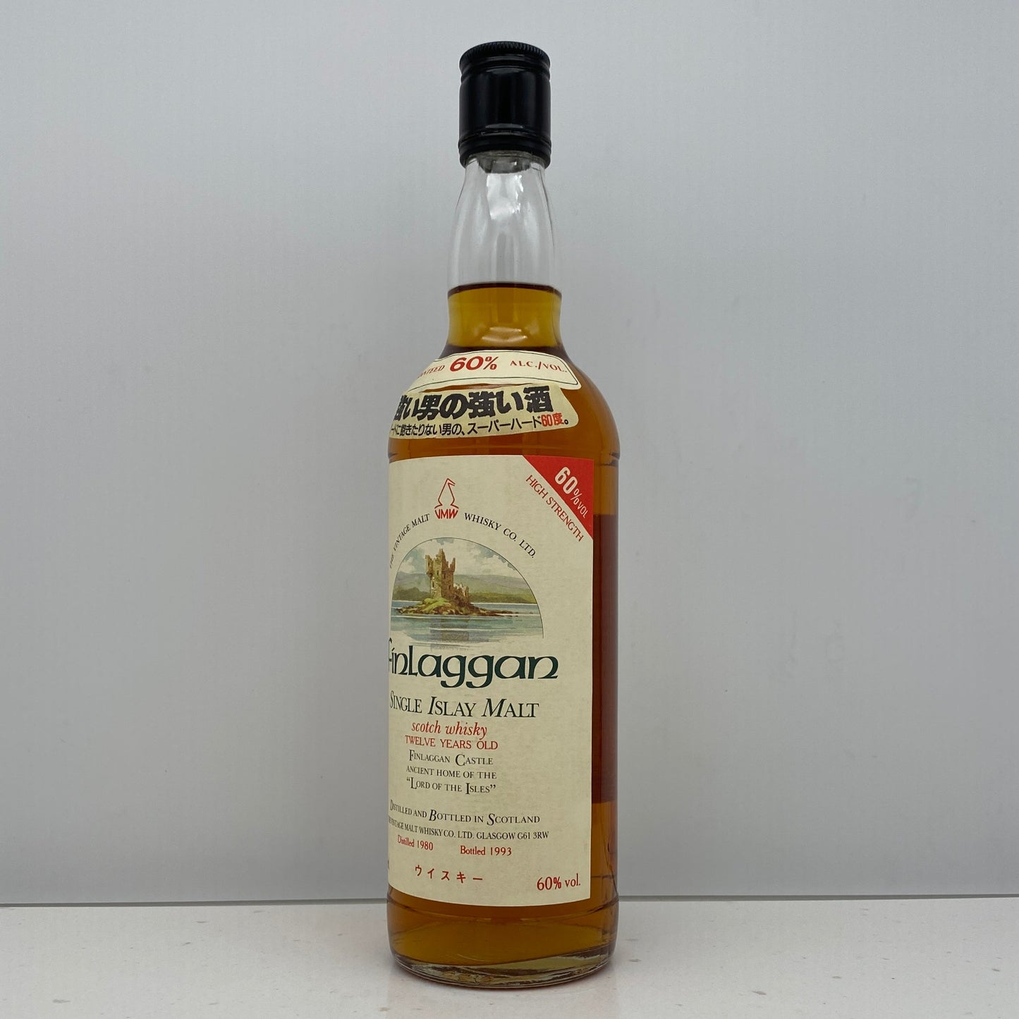 1980年蒸留樽入れ、1993年生産、フィンラガン（Finlaggan）シングルモルトウィスキー、強い男の強い酒、スーパーハード60度。#100