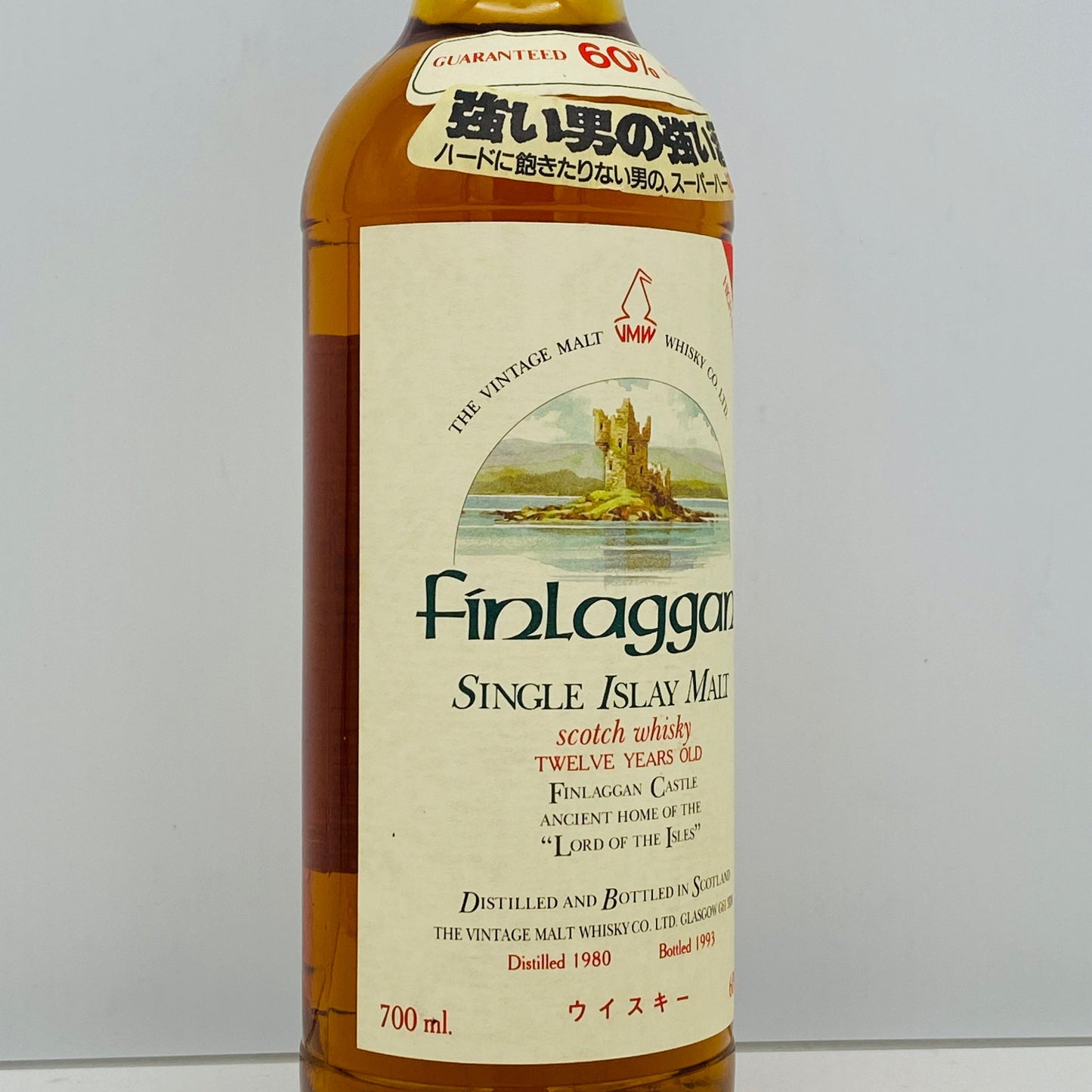 1980年蒸留樽入れ、1993年生産、フィンラガン（Finlaggan）シングルモルトウィスキー、強い男の強い酒、スーパーハード60度。#100