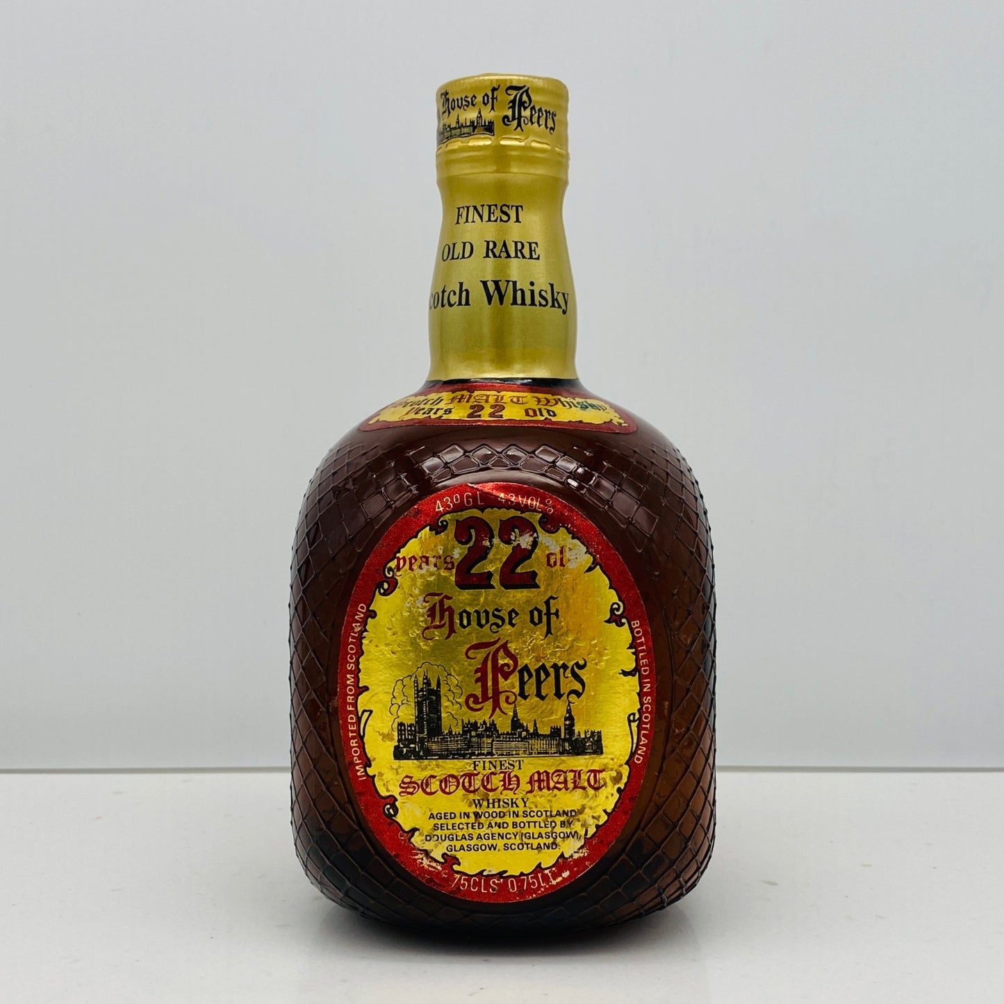 1980年代流通、ハウスオブピアーズ（House of Peers）22年、スコッチモルトウィスキー、750ml, 43% #107