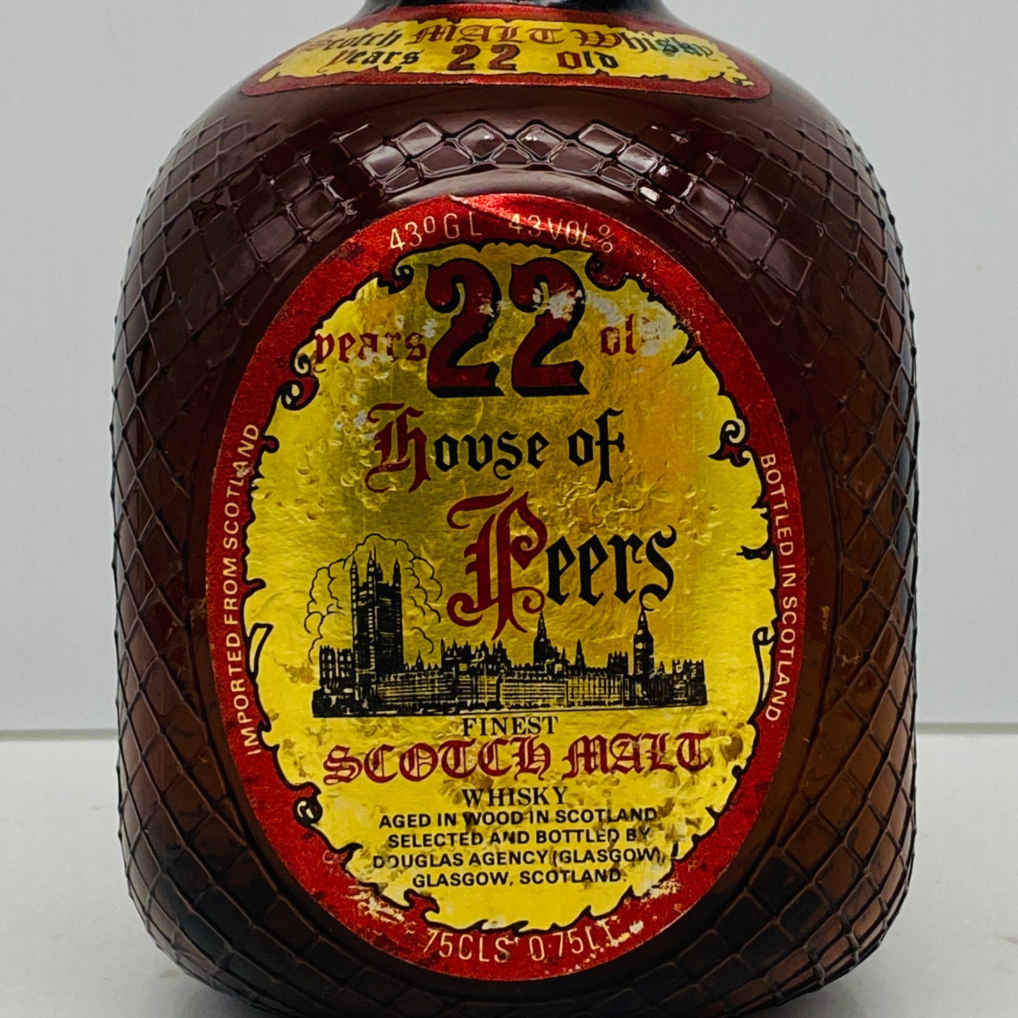 1980年代流通、ハウスオブピアーズ（House of Peers）22年、スコッチモルトウィスキー、750ml, 43% #107