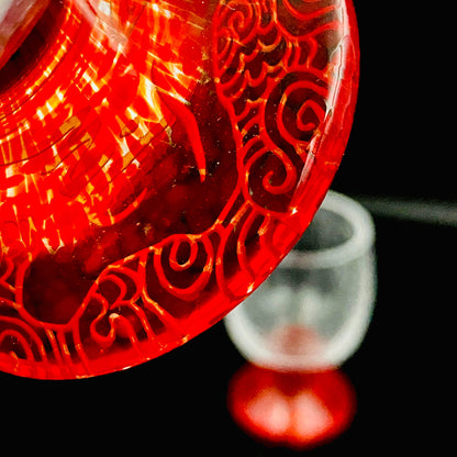 坂田 甚内（Jin）作 手吹き硝子 玻璃盃深甚紋グラス 2点セット #102