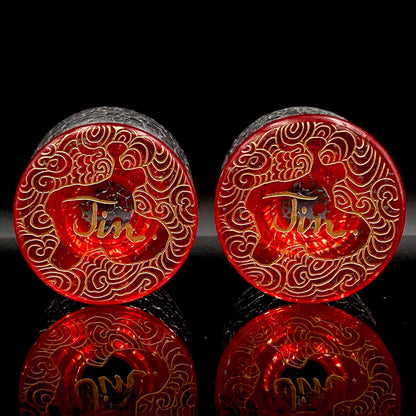 坂田 甚内（Jin）作 手吹き硝子 玻璃盃深甚紋グラス 2点セット #102