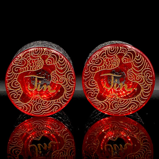 坂田 甚内（Jin）作 手吹き硝子 玻璃盃深甚紋グラス 2点セット #102