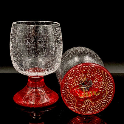 坂田 甚内（Jin）作 手吹き硝子 玻璃盃深甚紋グラス 2点セット #102
