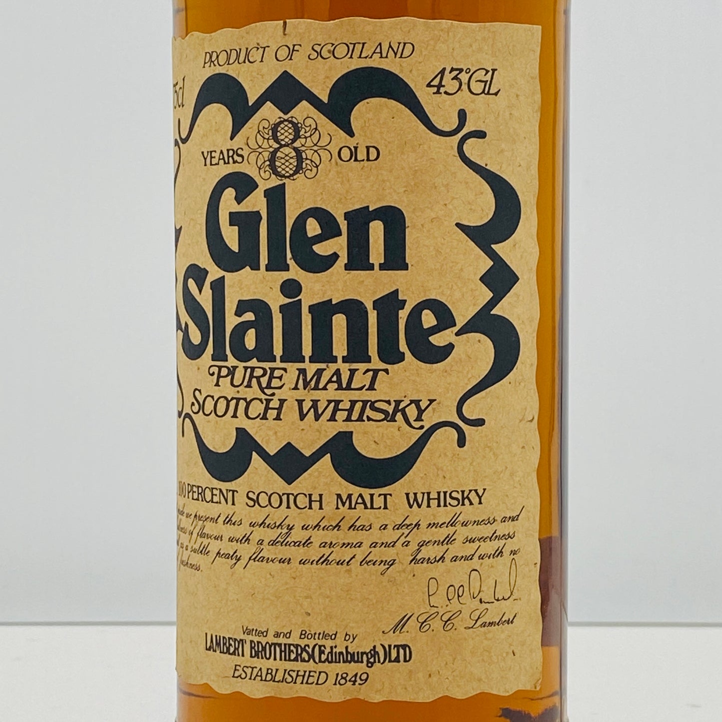 1980年代前半流通、Glen Slainte（グレン スランシ）8 Years old, PURE MALT Scotch Whisky 750ml, 43% #110