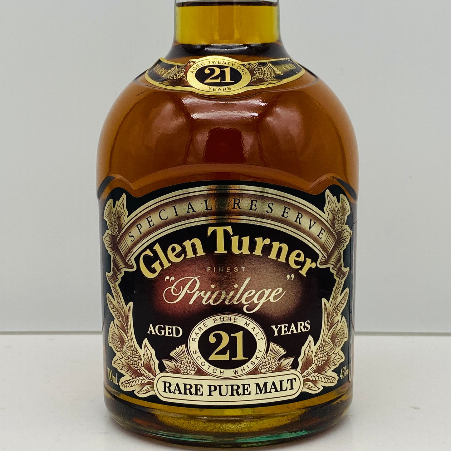 1980年代流通、グレンターナー（Glen Turner）21年、スコッチモルトウィスキー、700ml, 43% #114