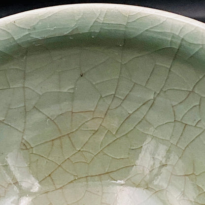Japan Traditional Art Crafts Exhibition Selected Artist, Japan Art Crafts Association Associate Member, Hidekazu Nakamura, Celadon Tenmoku Bowl with Multi-Layered Ice-Crackle Craquelure, Japanese-Style Rocks Glass #436
