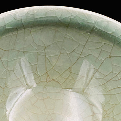Japan Traditional Art Crafts Exhibition Selected Artist, Japan Art Crafts Association Associate Member, Hidekazu Nakamura, Celadon Tenmoku Bowl with Multi-Layered Ice-Crackle Craquelure, Japanese-Style Rocks Glass #436