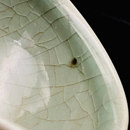 Japan Traditional Art Crafts Exhibition Selected Artist, Japan Art Crafts Association Associate Member, Hidekazu Nakamura, Celadon Tenmoku Bowl with Multi-Layered Ice-Crackle Craquelure, Japanese-Style Rocks Glass #436