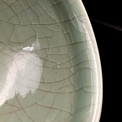 Japan Traditional Art Crafts Exhibition Selected Artist, Japan Art Crafts Association Associate Member, Hidekazu Nakamura, Celadon Tenmoku Bowl with Multi-Layered Ice-Crackle Craquelure, Japanese-Style Rocks Glass #436