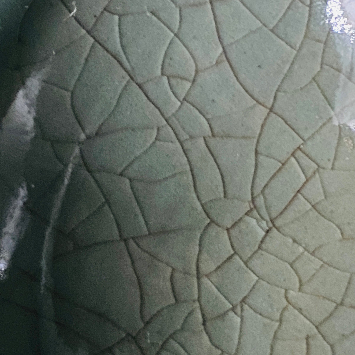Japan Traditional Art Crafts Exhibition Selected Artist, Japan Art Crafts Association Associate Member, Hidekazu Nakamura, Celadon Tenmoku Bowl with Multi-Layered Ice-Crackle Craquelure, Japanese-Style Rocks Glass #436