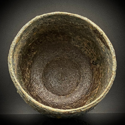 北国風雪賞受賞 能登大社焼創始者 磯見 忠司 作 真葉手 筒茶碗 和のロックグラス #441