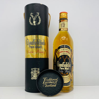 1970年代流通、グレンフィディック（Glenfiddich）8年ピュアモルト、26 2/3 Fl.ozs. 86° U.S. Proof クリアボトル #117