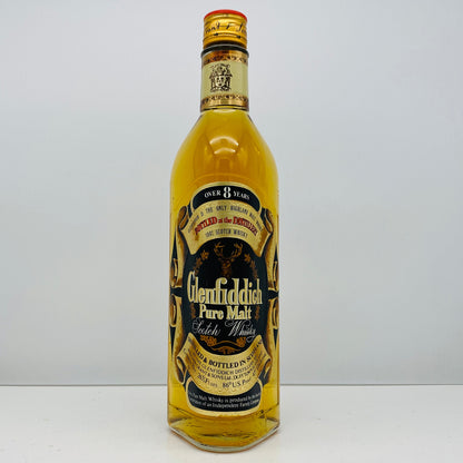 1970年代流通、グレンフィディック（Glenfiddich）8年ピュアモルト、26 2/3 Fl.ozs. 86° U.S. Proof クリアボトル #117
