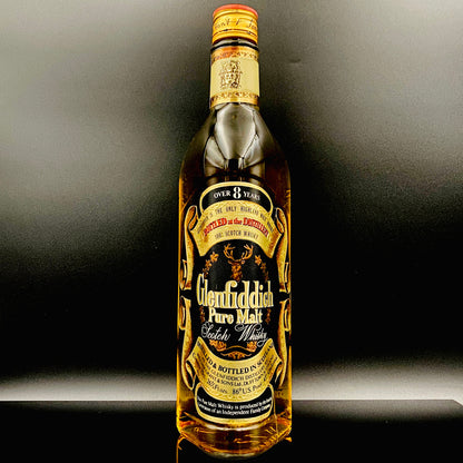 1970年代流通、グレンフィディック（Glenfiddich）8年ピュアモルト、26 2/3 Fl.ozs. 86° U.S. Proof クリアボトル #117
