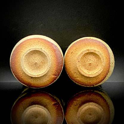 旧唐津藩主御用窯 皇室献上・重要文化財復元窯 四代中野陶痴 作 絵唐津 丸文 夫婦湯呑 ペアセット 和のショットグラス 洋酒用酒器 #449