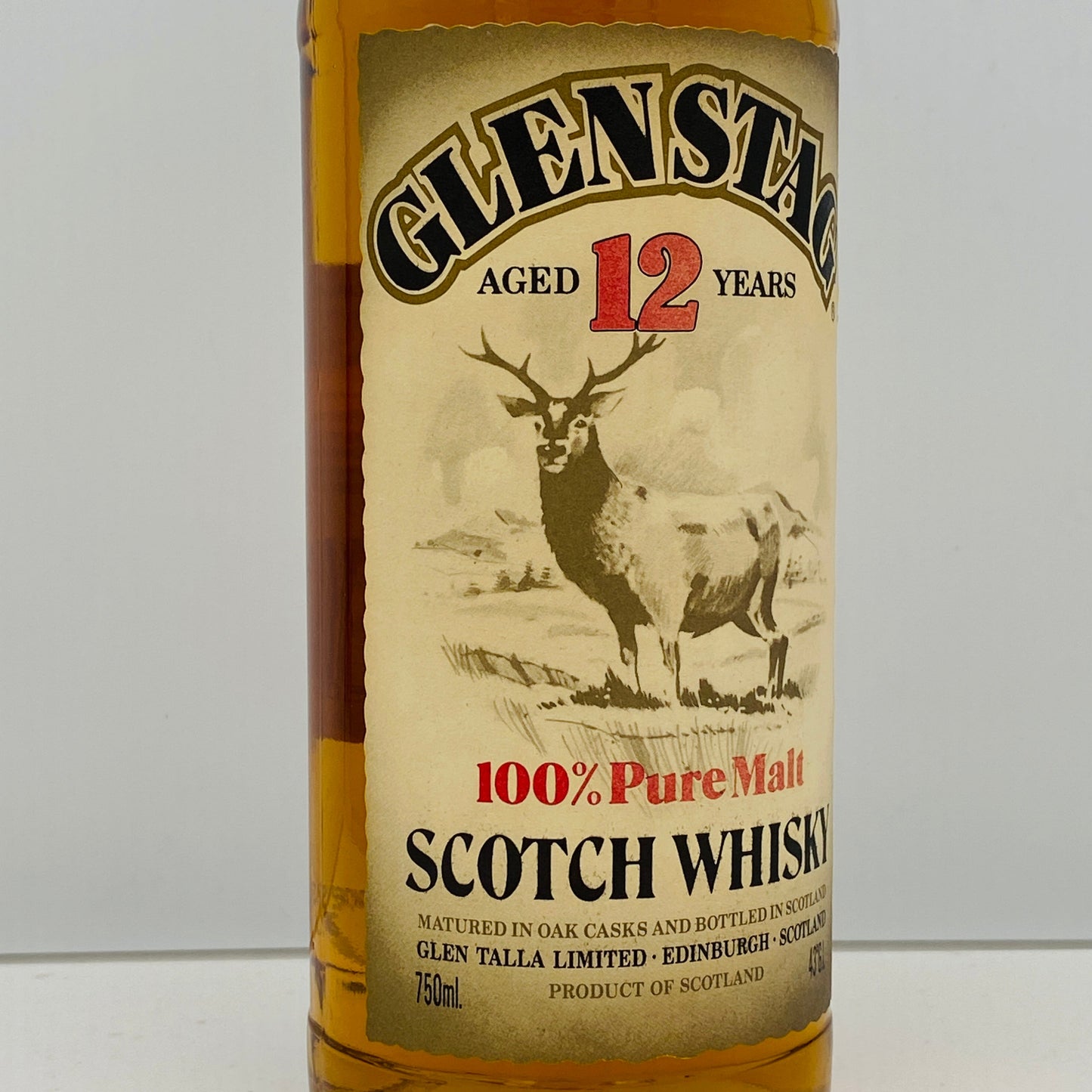 1980年代蒸留、1990年代流通、グレンスタッグ（GLEN STAG）12年、100％ ピュアモルトスコッチウイスキー 750ml, 43% #129
