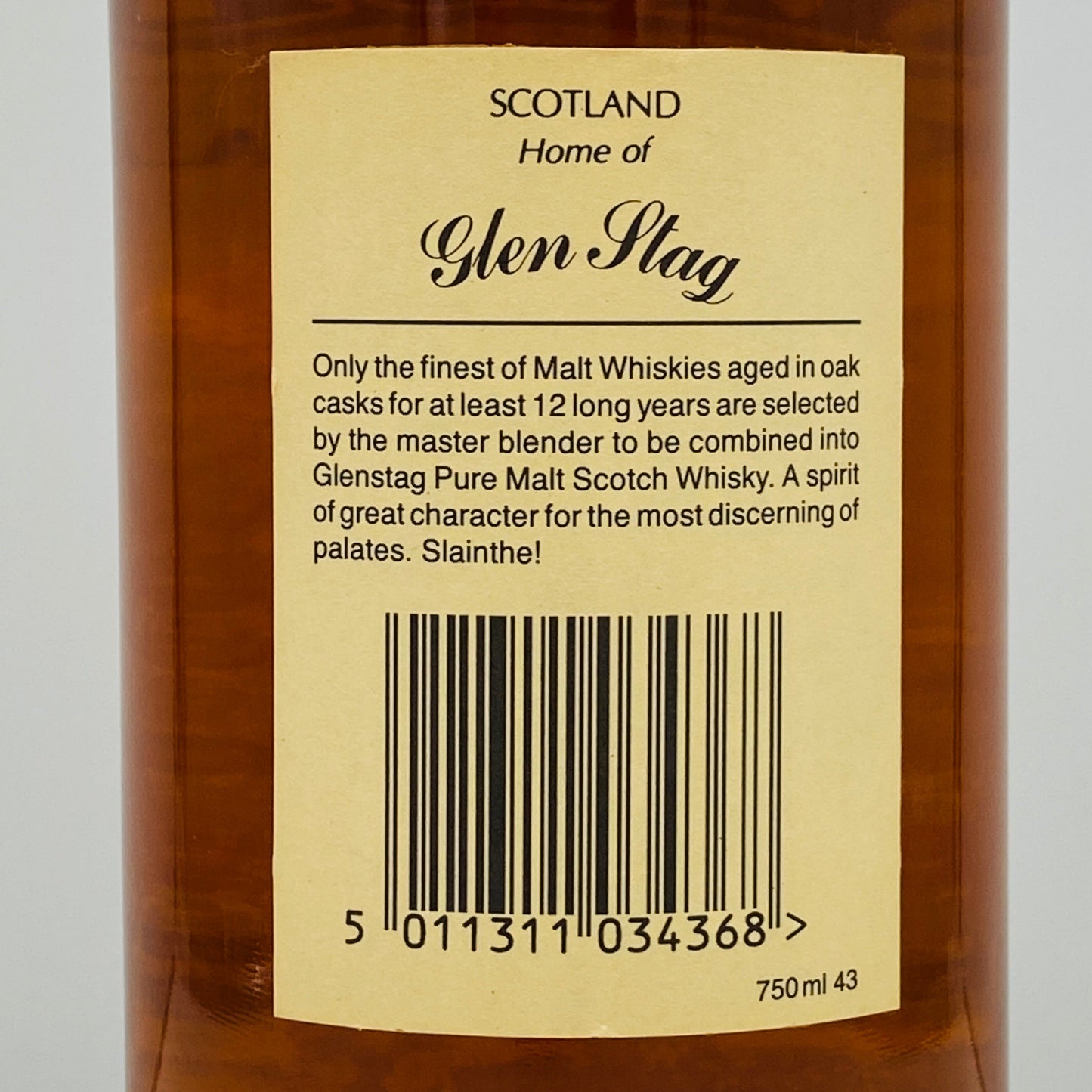 1980年代蒸留、1990年代流通、グレンスタッグ（GLEN STAG）12年、100％ ピュアモルトスコッチウイスキー 750ml, 43% #129