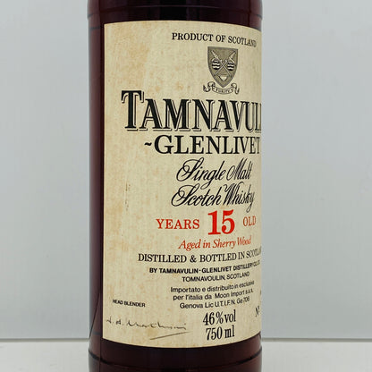 1980年代後半イタリア市場流通、ムーンインポート（MOON IMPORT）タムナヴーリン・グレンリベット（TAMNAVULIN-GLENLIVET） 15年、750ml、46% #132