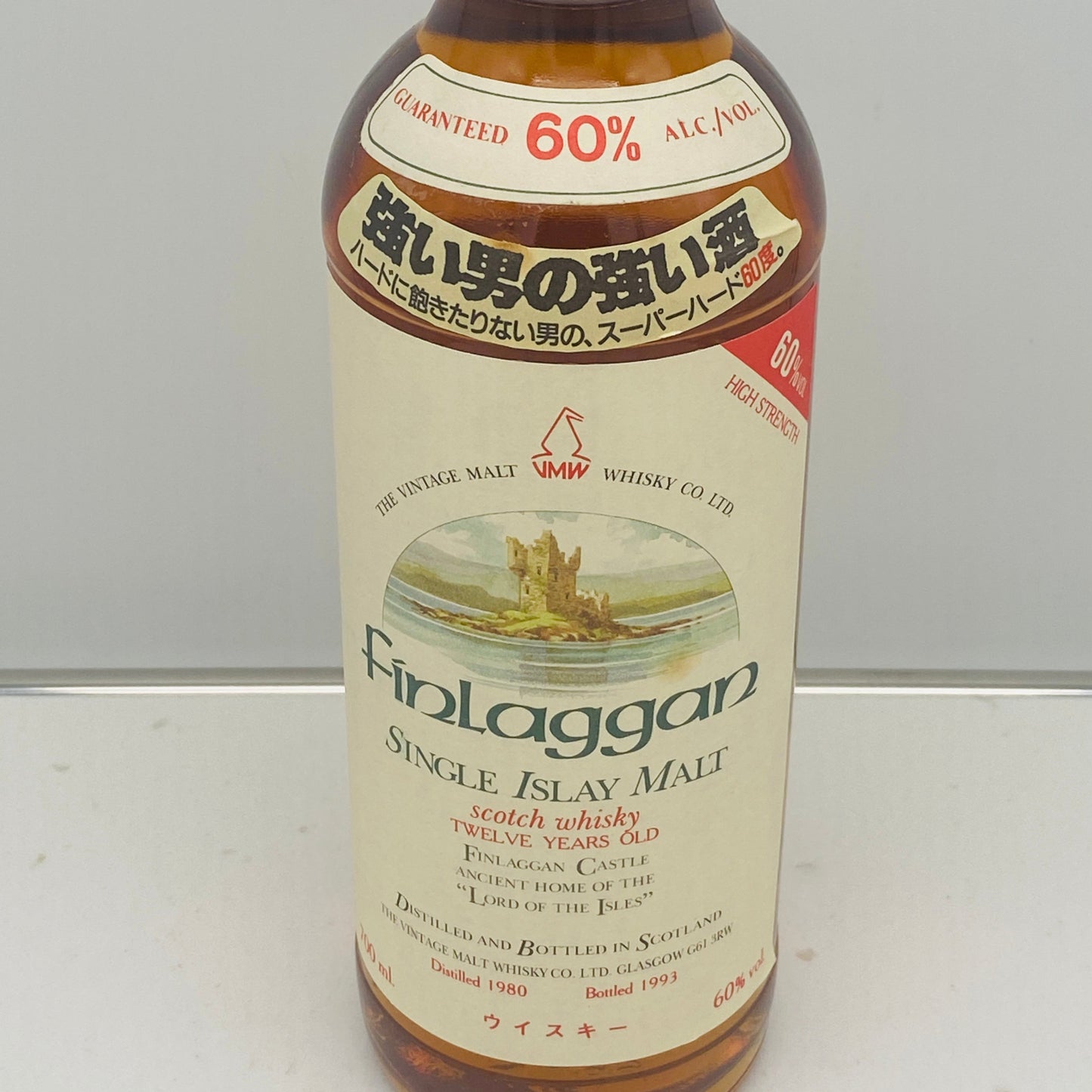 1980年蒸留樽入れ、1993年生産、フィンラガン（Finlaggan）シングルモルトウィスキー、強い男の強い酒、スーパーハード60度。#137