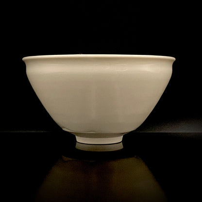 Regular Member of Japan Handicrafts Council: Teiichi Oketani II - Kinindate White Tenmoku Tea Bowl, Matchawan, Sake Vessel, Ice Bowl, Kyoto-Kiyomizu Ware #408