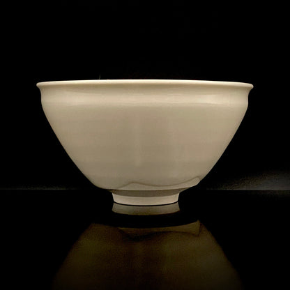 Regular Member of Japan Handicrafts Council: Teiichi Oketani II - Kinindate White Tenmoku Tea Bowl, Matchawan, Sake Vessel, Ice Bowl, Kyoto-Kiyomizu Ware #408