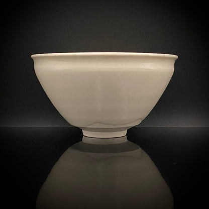 Regular Member of Japan Handicrafts Council: Teiichi Oketani II - Kinindate White Tenmoku Tea Bowl, Matchawan, Sake Vessel, Ice Bowl, Kyoto-Kiyomizu Ware #408