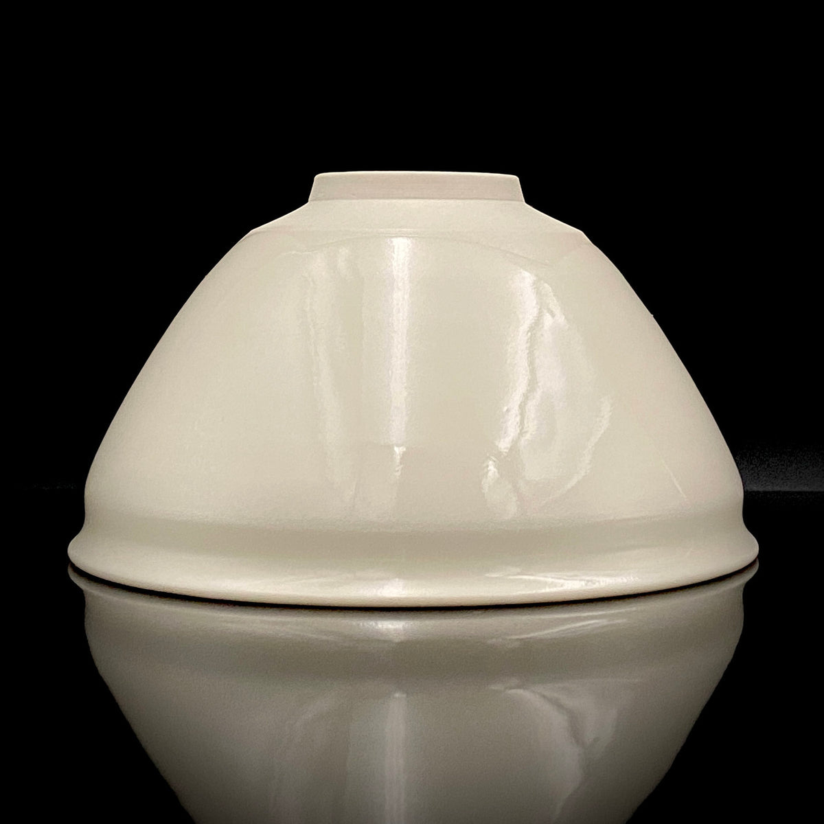 Regular Member of Japan Handicrafts Council: Teiichi Oketani II - Kinindate White Tenmoku Tea Bowl, Matchawan, Sake Vessel, Ice Bowl, Kyoto-Kiyomizu Ware #408