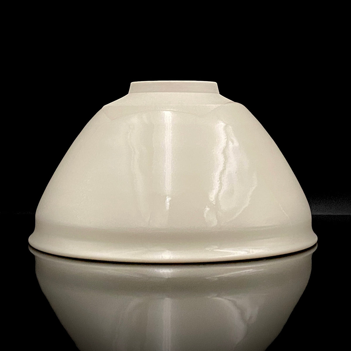 Regular Member of Japan Handicrafts Council: Teiichi Oketani II - Kinindate White Tenmoku Tea Bowl, Matchawan, Sake Vessel, Ice Bowl, Kyoto-Kiyomizu Ware #408