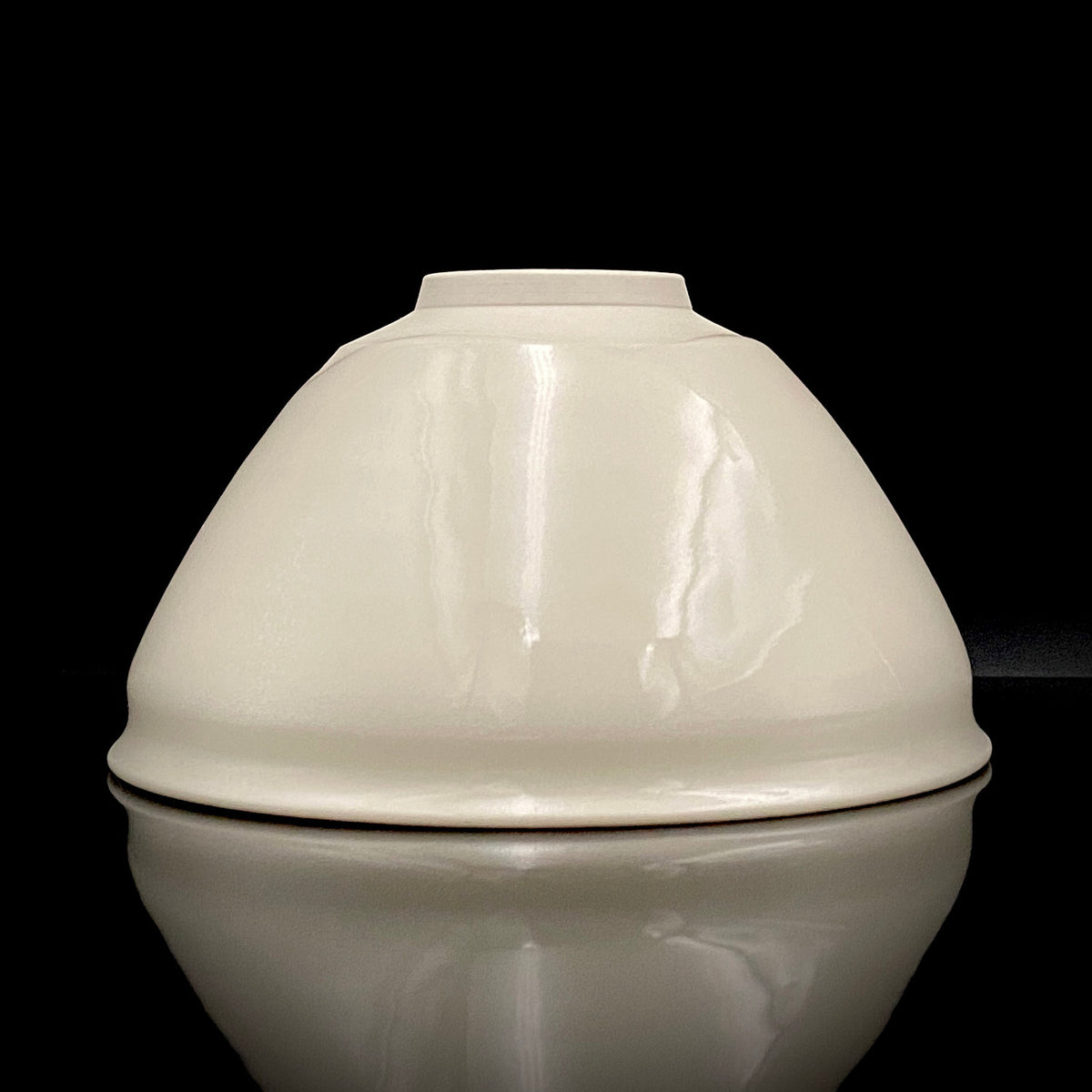 Regular Member of Japan Handicrafts Council: Teiichi Oketani II - Kinindate White Tenmoku Tea Bowl, Matchawan, Sake Vessel, Ice Bowl, Kyoto-Kiyomizu Ware #408