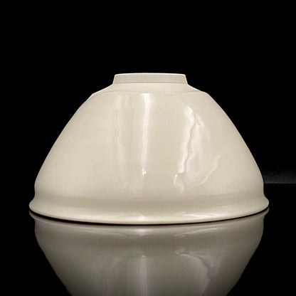 Regular Member of Japan Handicrafts Council: Teiichi Oketani II - Kinindate White Tenmoku Tea Bowl, Matchawan, Sake Vessel, Ice Bowl, Kyoto-Kiyomizu Ware #408