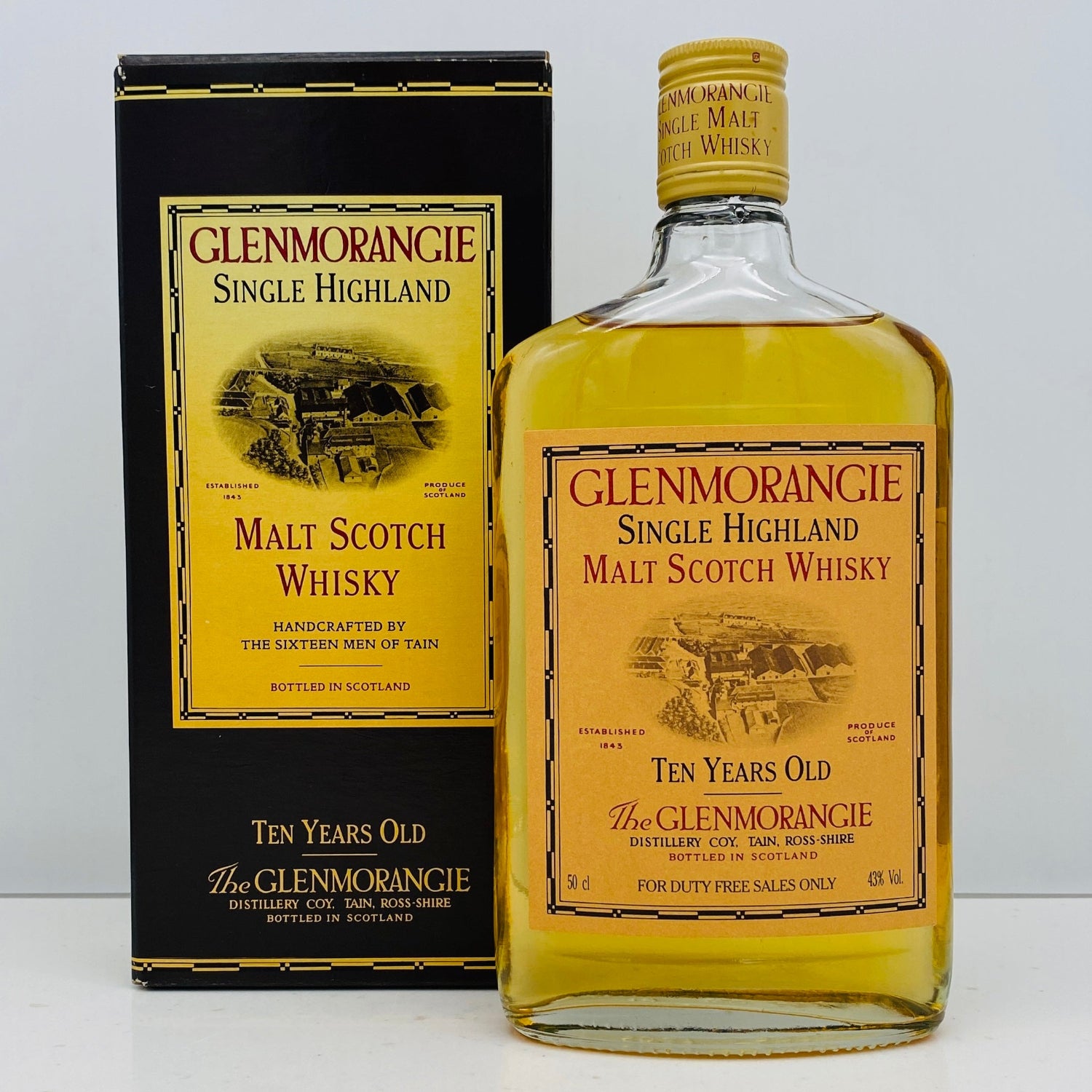 古酒　GLENMORANGIE 10年 Highland Malt ウイスキー 1990年代流通、グレンモーレンジ（GLENMORANGIE）10年、500ml, 43