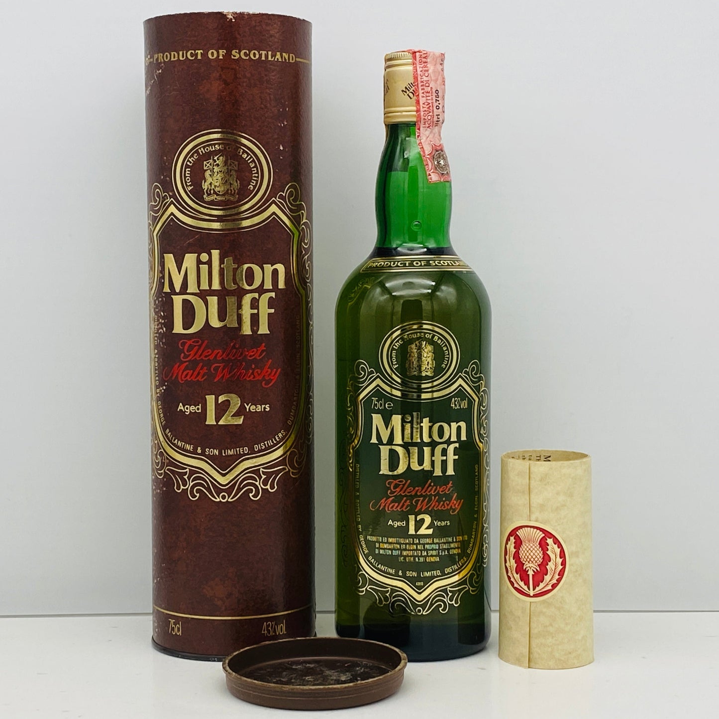 1980年代半ばイタリア市場流通、ミルトンダフ （MILTONDUFF）12年、750ml, 43%  #145